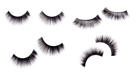 False eyelashes isolated on white. Close-up.
