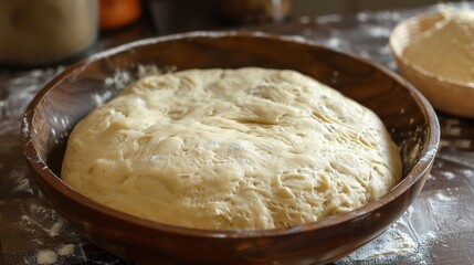 Fototapeta premium Fresh dough ready to be baked in a rustic kitchen
