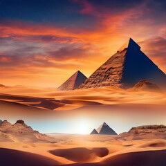 pyramids at sunset