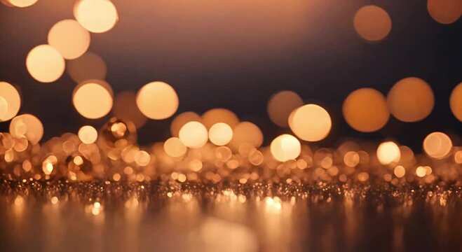 Create a romantic motion background with a soft bokeh effect. Use warm tones like gold, amber, and blush. The bokeh lights should gently move and shift, creating a dreamy and dynamic atmosphere