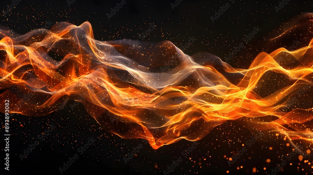 Aufkleber Dynamic Flow of Fiery Waves in a Dark Background