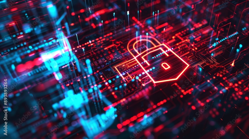 Poster this image represents the importance of cybersecurity in the digital age. it symbolizes data securit