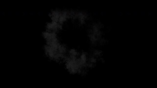 Overhead view of dirt, dust, smoke impact hit like something was dropped, two speeds, 4k 30p with alpha channel for transparent background