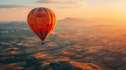 Obraz premium Unique hot air balloon journey over scenic vistas, offering a memorable travel experience. 