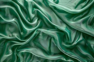 Obraz premium Elegant Green Satin Fabric with Soft Drapes and Textures