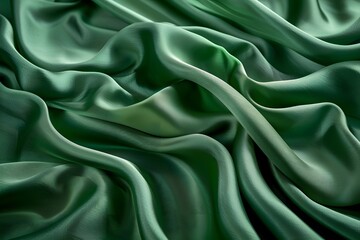 Obraz premium Luxurious Green Satin Fabric Draped Elegantly