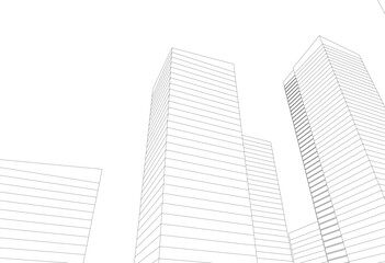 Modern office building on white background vector illustration