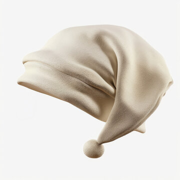 Soft Beige Sleep Cap with Pom Pom - A soft beige sleep cap with a pom pom on the end of the long tail. This cap is perfect for keeping your hair out of your face while you sleep. It is also great for 