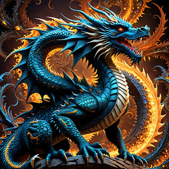 Obraz premium Abstraktion Drache auf dunklem 1x1. Hintergrund für das Design 3.