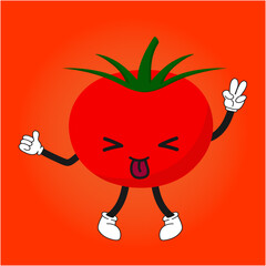 Funny tomato kawaii character 