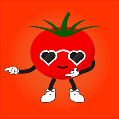Tomato kawaii character in sunglasses