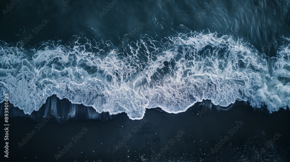 Poster the ocean is calm and the waves are small. the water is a deep blue color. the sky is clear and the 