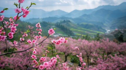 Springtime Beauty Vast View of Peach Blossoms