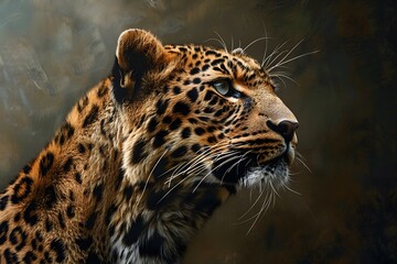 Obraz premium Majestic Leopard in Profile Against a Dark Background