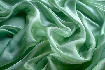 Obraz premium Elegant Green Satin Fabric Draped Beautifully