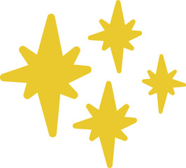 Stars Doodle, Star Hand Drawn Illustration Golden Yellow