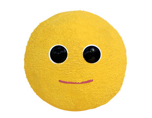 Fluffy ball emoji 3D smiling emoticon on png transparent background.