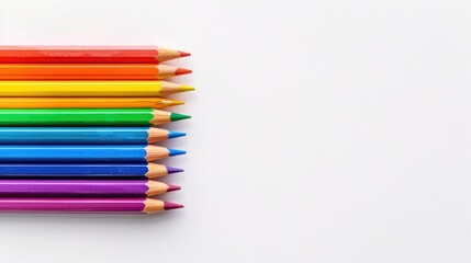 Naklejka premium LGBTQ Colored Pencils on White Background with Copy Space