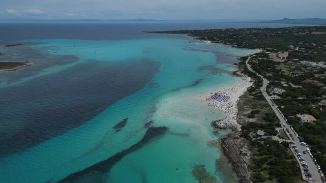 Aerial View of Spaggia La Pelosa Near Stintino, Sardegna