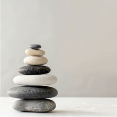 Stack of Stones on a White Surface.