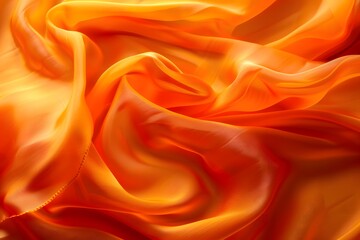 Fototapeta premium Vibrant Orange Silk Fabric with Flowing Texture