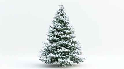 This is a beautiful photo of a snow-covered Christmas tree. The tree is full and lush, and the snow is a perfect white.