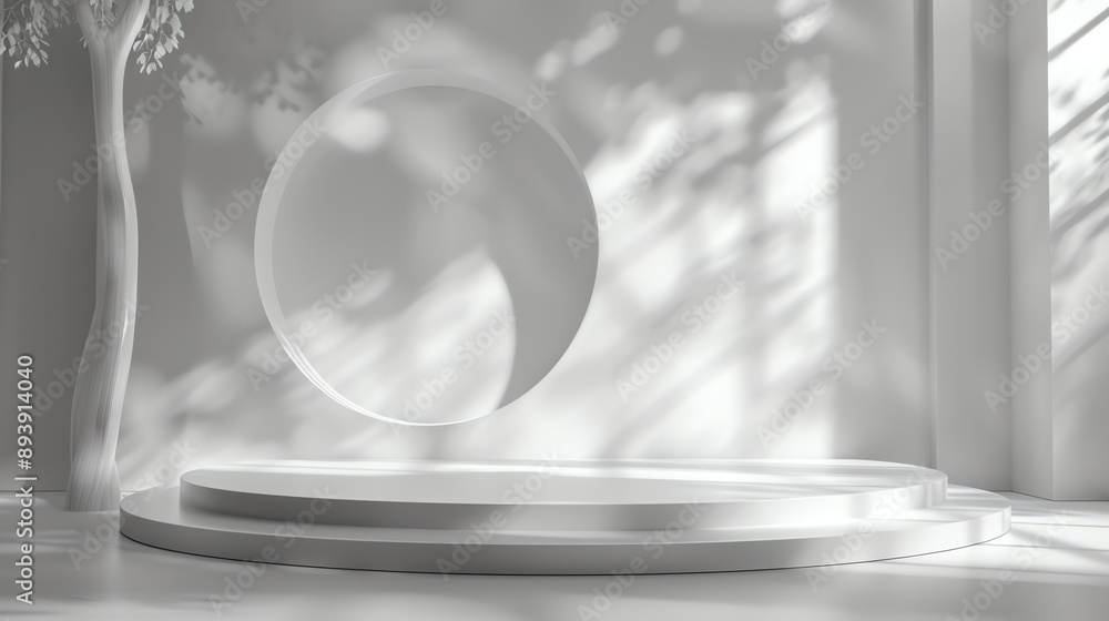Poster this is a 3d rendering of a simple and elegant product display stage.