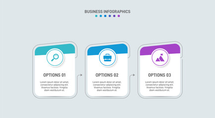 Horizontal progress bar featuring 3 arrow-shaped elements, symbolizing three six stages of business strategy and progression. Clean timeline infographic design template. Vector for presentation