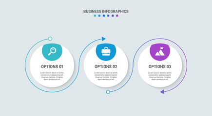 Horizontal progress bar featuring 3 arrow-shaped elements, symbolizing three six stages of business strategy and progression. Clean timeline infographic design template. Vector for presentation