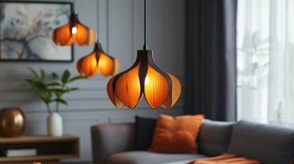 Elegant modern living room with cozy lighting fixtures.