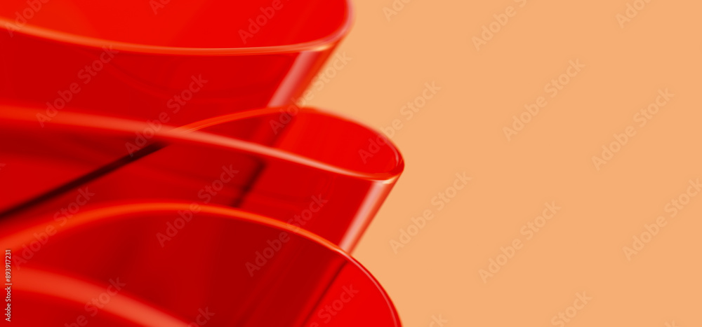 Aufkleber macro of red glass curved stripe with extreme depth of field. place for text. modern abstract red ba