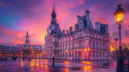 Fototapeta premium Hotel de Ville or City Hall in Paris, France