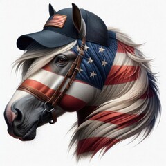 USA, Hand drawing watercolor illustrations, AMERICan flag, symbol of America, horse, eagle bird