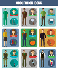 Occupation icon set. People of different occupations. Professions set. Avatar icons. Vector illustration