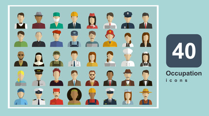 Occupation icon set. People of different occupations. Professions set. Avatar icons. Vector illustration