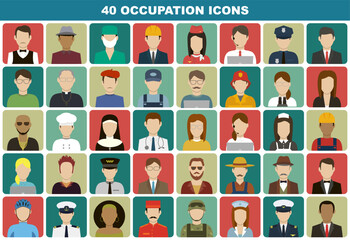 Occupation icon set. People of different occupations. Professions set. Avatar icons. Vector illustration