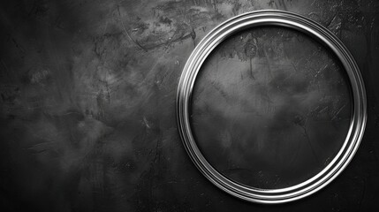 An abstract design featuring a sleek metal circular frame against a black background, emphasizing its modern and minimalistic appeal.