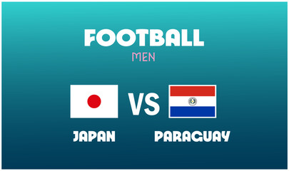 Japan Vs Paraguay Match Football Men Games Sport 2024 Abstract Design Teams Countries Symbol Logo Vector Illustration
