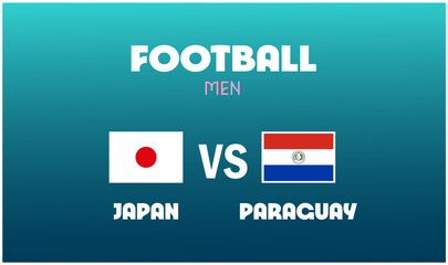 Japan Vs Paraguay Match Football Men Games Sport 2024 Abstract Design Teams Countries Symbol Logo Vector Illustration