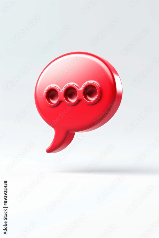 Aufkleber red speech bubble button with three holes, suggesting a virtual or digital interaction. modern and c
