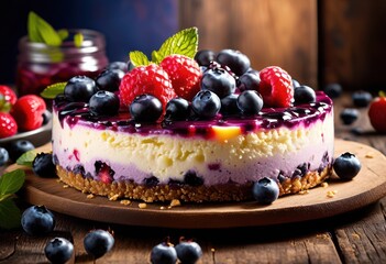 creamy blueberry cheesecake fresh berries top, dessert, sweet, delicious, food, homemade, baked, topping, fruit, treat, indulgent, confection, pastry, gourmet