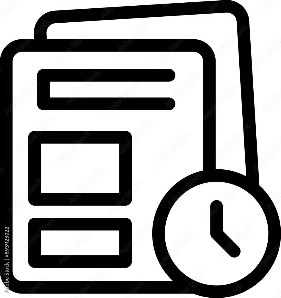 Poster simple black and white icon of a clock showing deadline for submitting tax forms