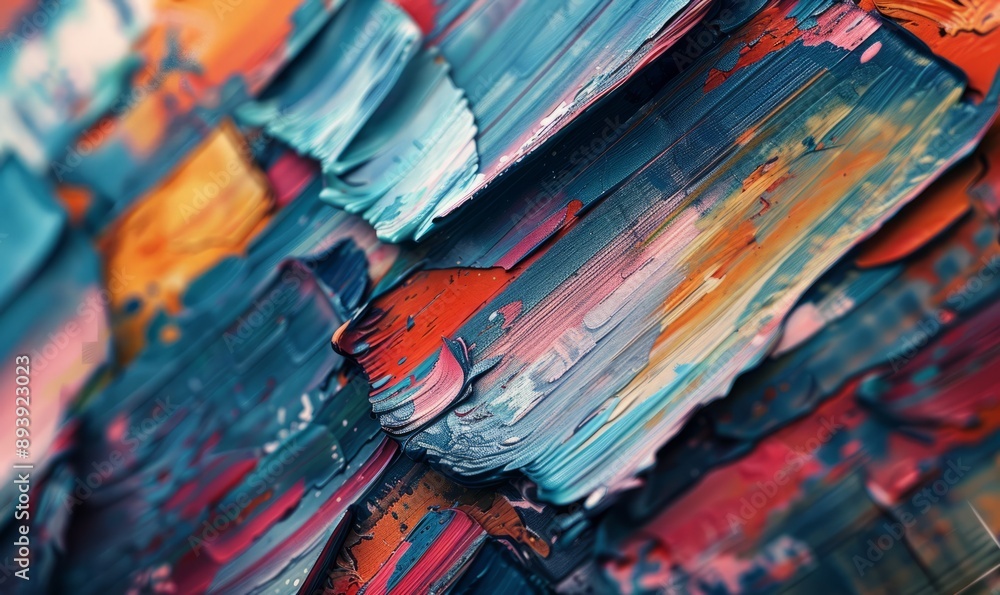 Poster a collection of brushstrokes, each one adding texture and depth to the canvas, evoking a sense of em