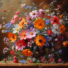 Colorful flower bouquet, floral design in isolated background. generated by AI