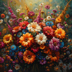 Colorful flower bouquet, floral design in isolated background. generated by AI