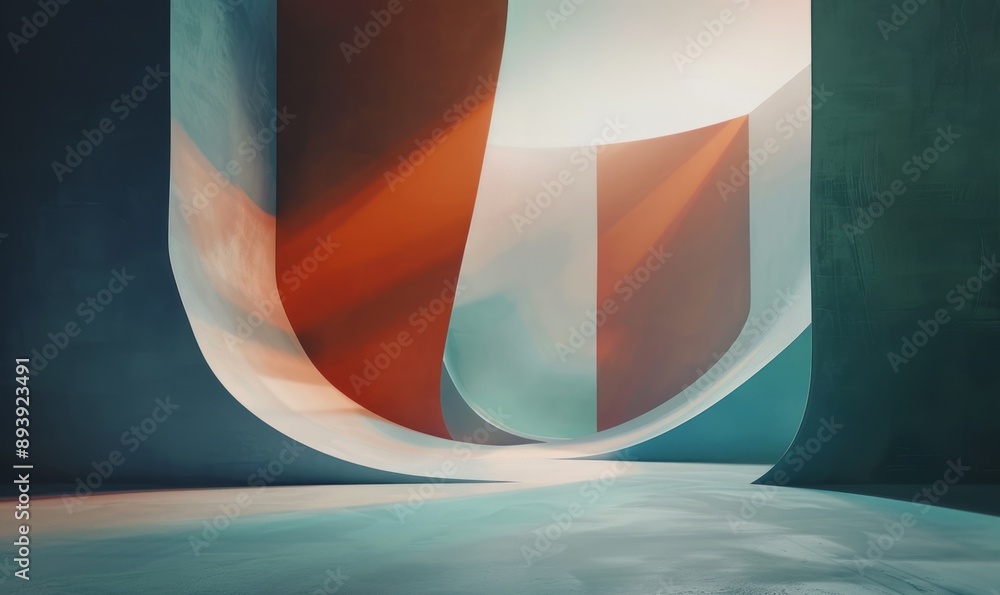 Poster abstract composition in muted tones, where subtle gradients and minimalist forms evoke a sense of ca