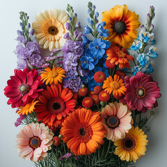 Colorful flower bouquet, floral design in isolated background. generated by AI