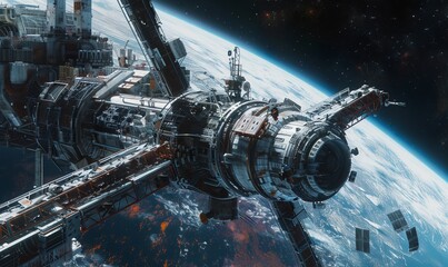 Abandoned in the emptiness of space, the derelict space station drifts aimlessly, a relic of scientific ambition