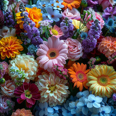 Colorful flower bouquet, floral design in isolated background. generated by AI