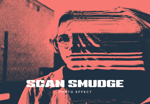 Scanner Smudge Image Effect Mockup